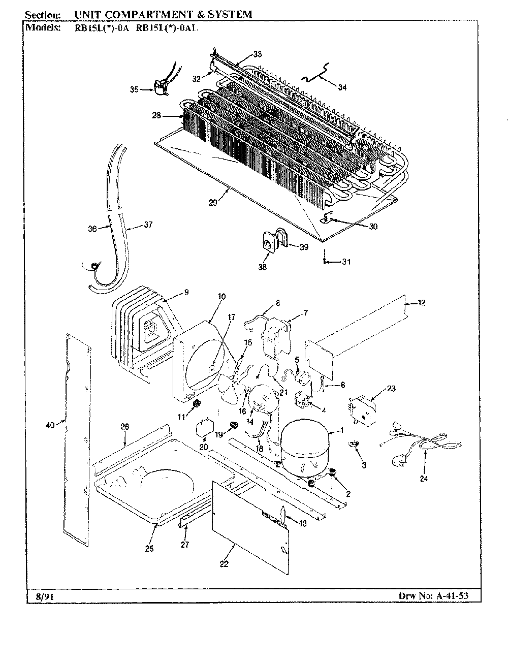 04 - Unit Compartment And System Diagram and Parts List for RB15LA-0A  Whirlpool Refrigerator