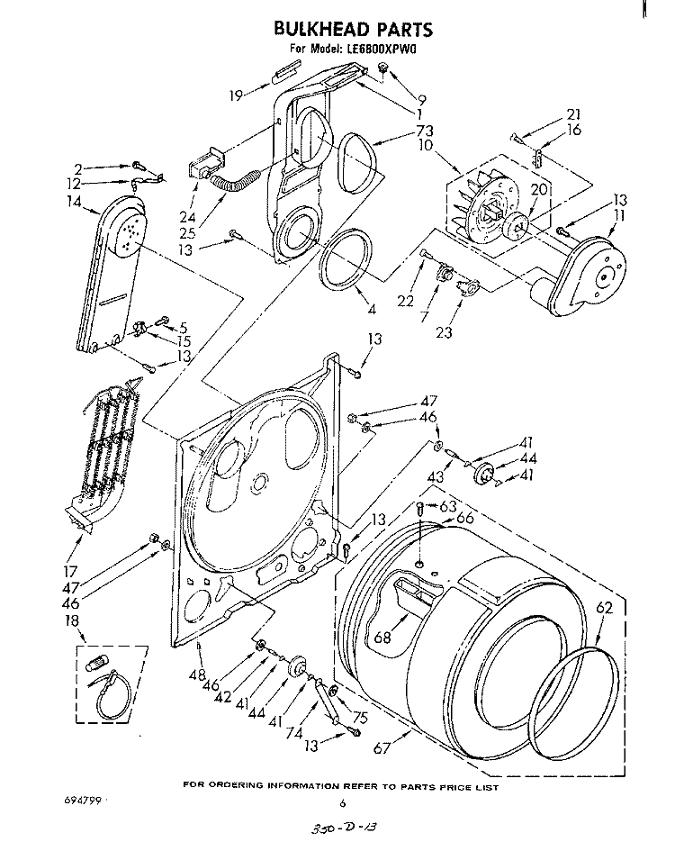 SECTION Diagram and Parts List for LE6800XPW0  Whirlpool Dryer