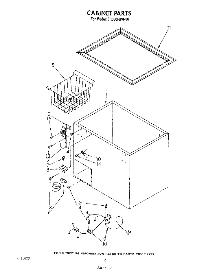 SECTION Diagram and Parts List for EH050FXVN00  Whirlpool Freezer