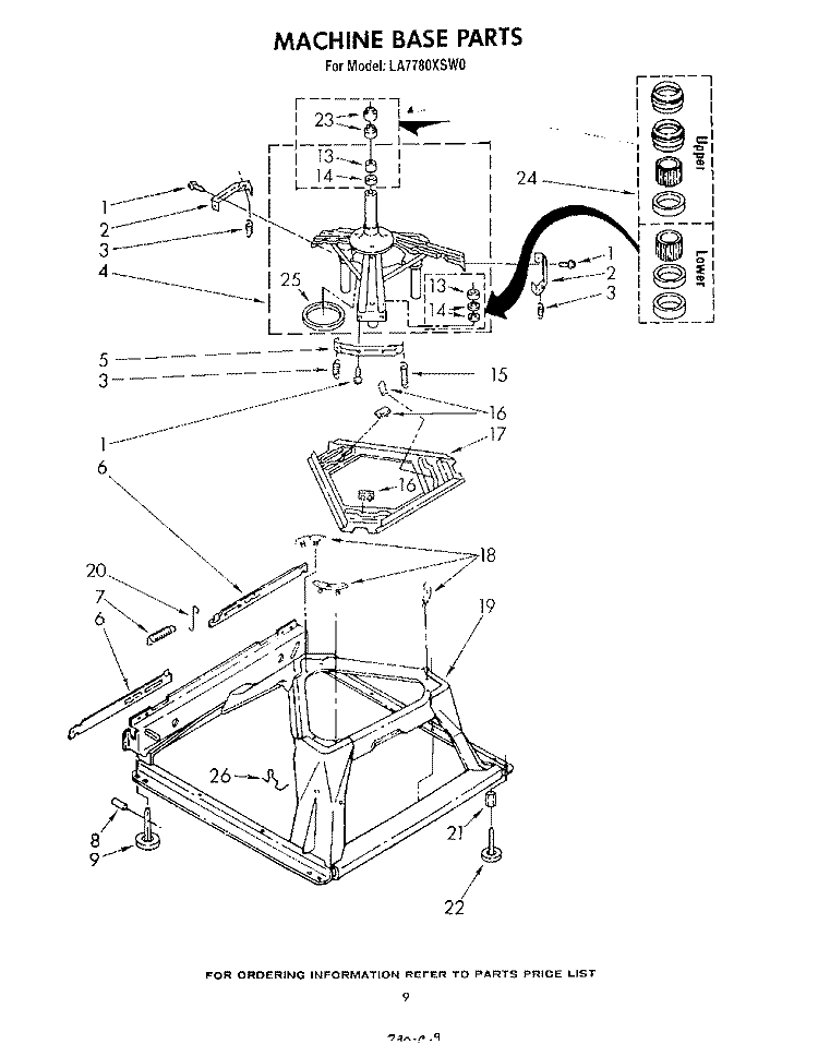 MACHINE BASE Diagram and Parts List for LA7780XSW0  Whirlpool Washer