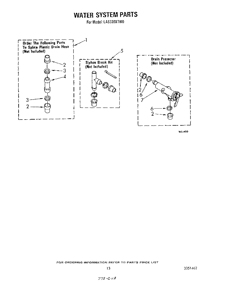 WATER SYSTEM Diagram and Parts List for LA5320XTG0  Whirlpool Washer