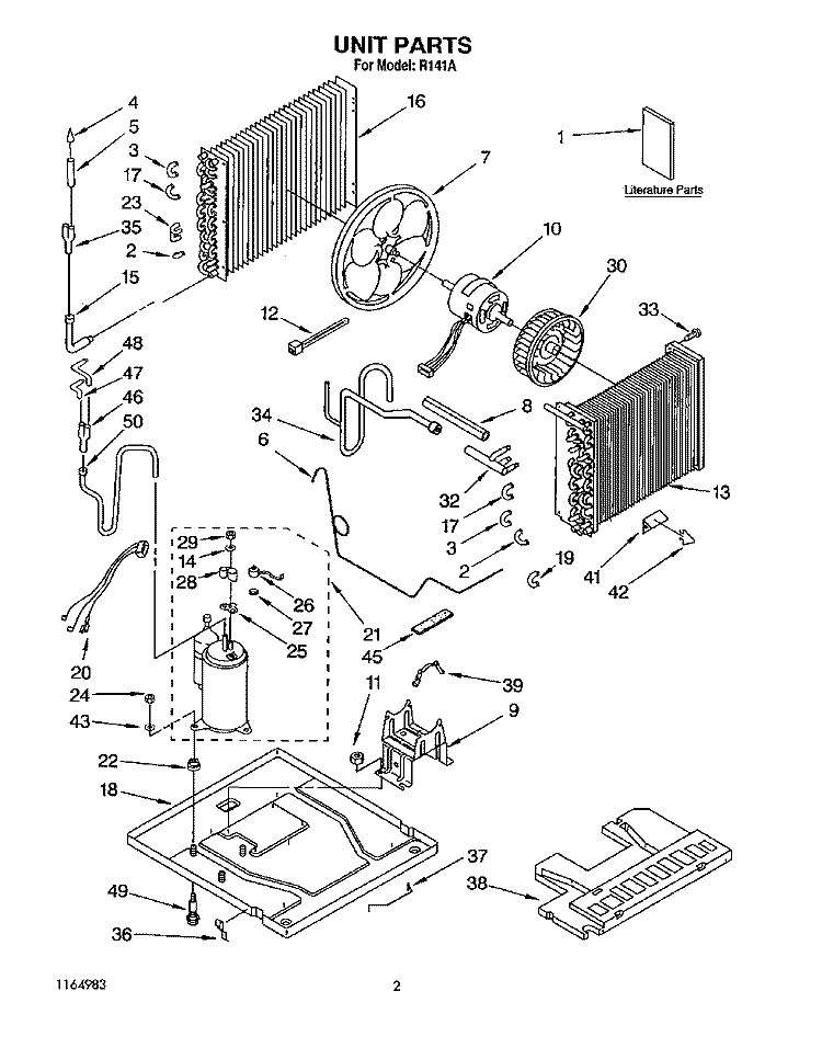 UNIT, LITERATURE Diagram and Parts List for R141A  Whirlpool Air Conditioner