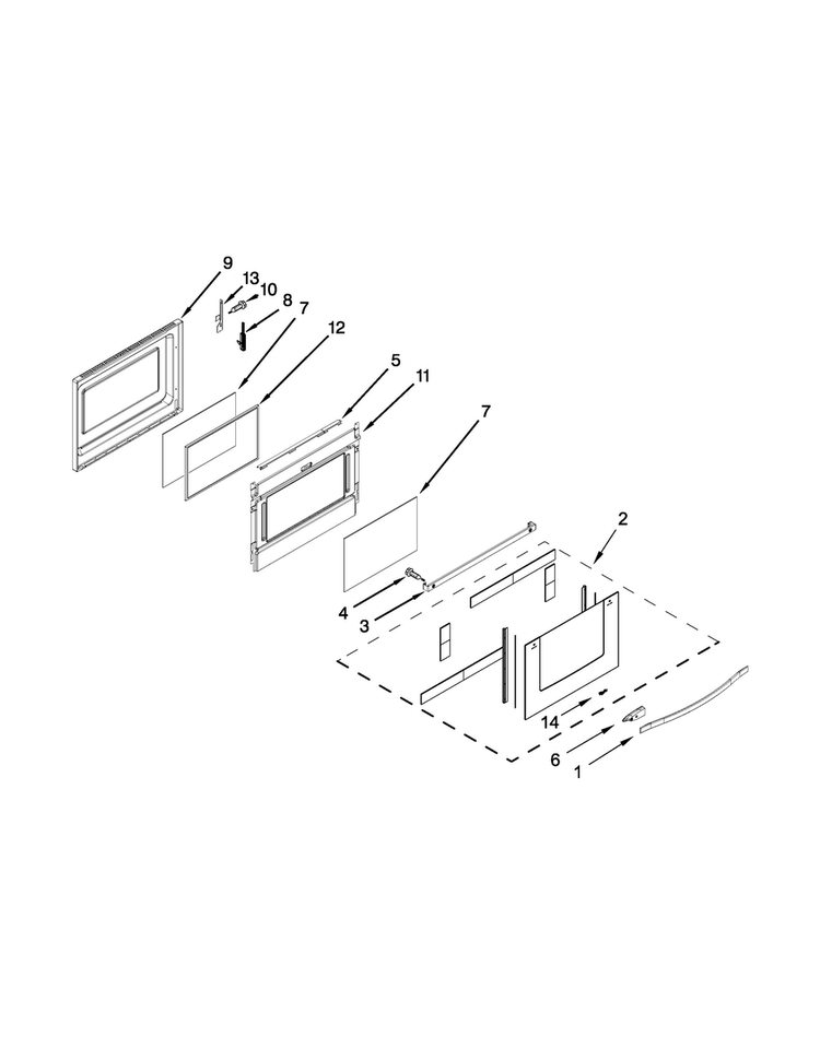 Lower Door Parts Diagram and Parts List for WGI925C0BS02  Whirlpool Range