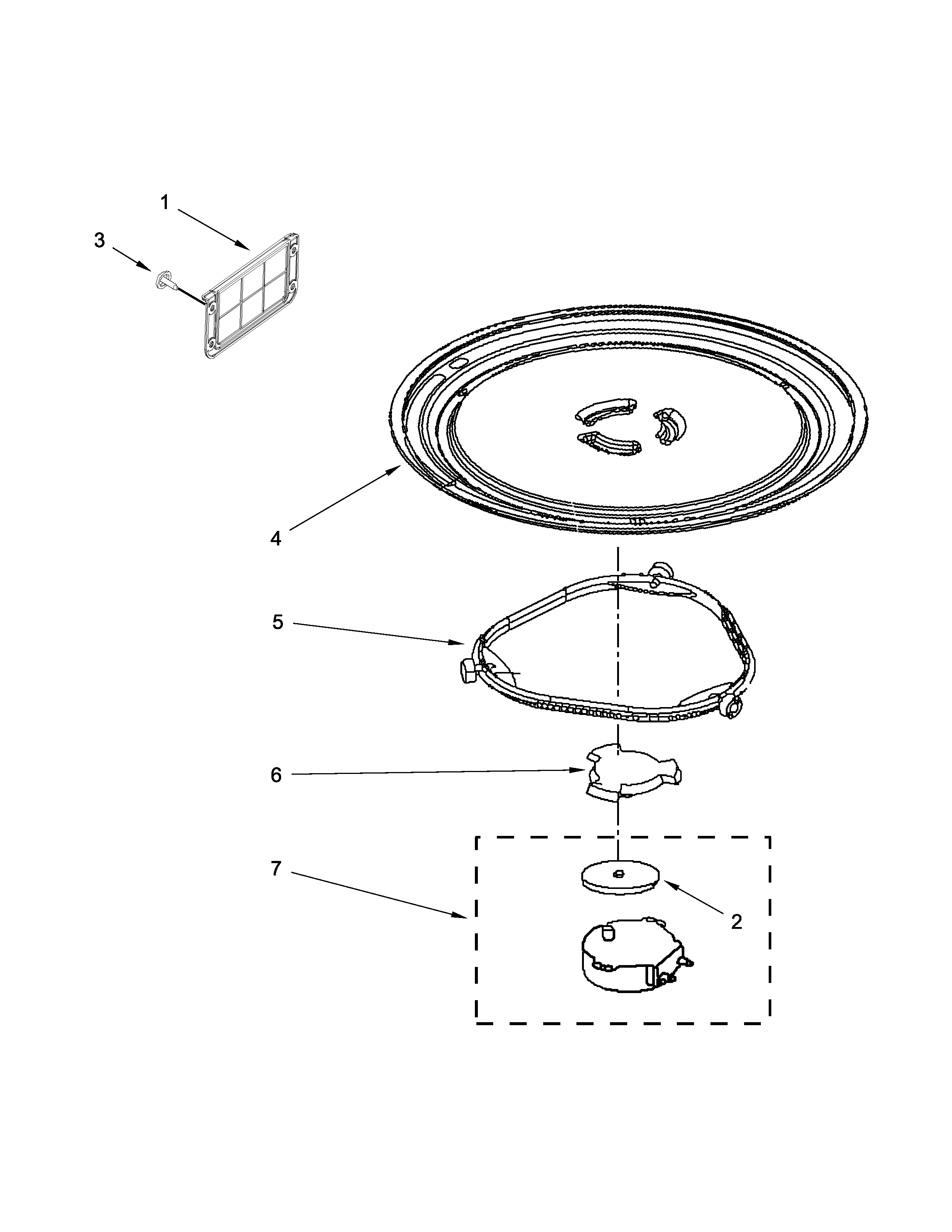 Turntable Parts Diagram and Parts List for IMH172DS1  Whirlpool Microwave