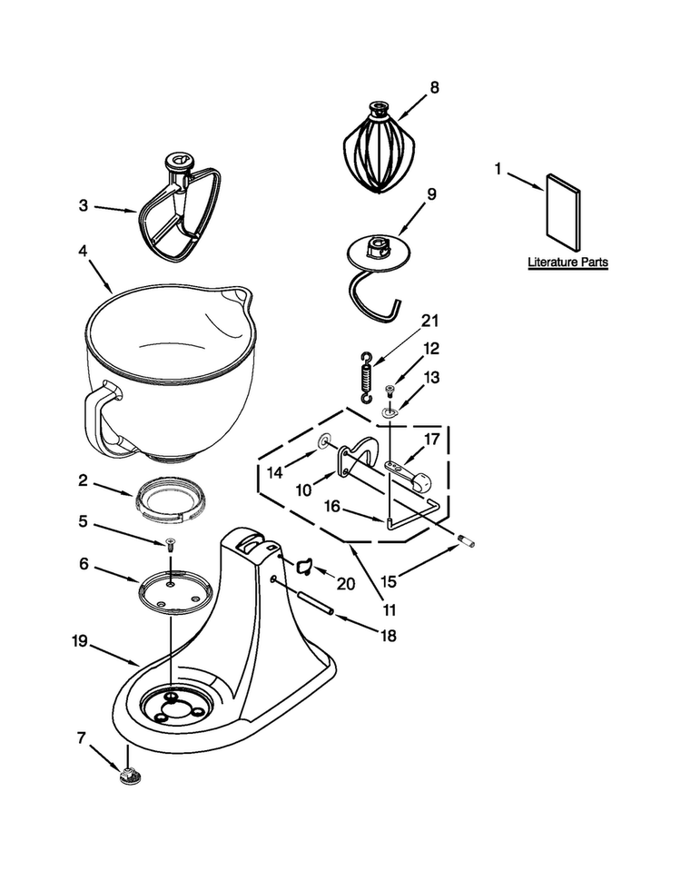 Base And Pedestal Unit Diagram and Parts List for 7KSM155GBZCA0  KitchenAid Mixer