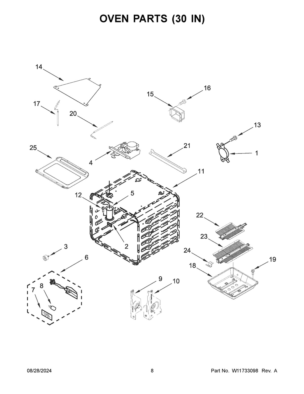 05 - Oven Parts (30 In) Diagram and Parts List for KFGC558JMH07  Whirlpool Range
