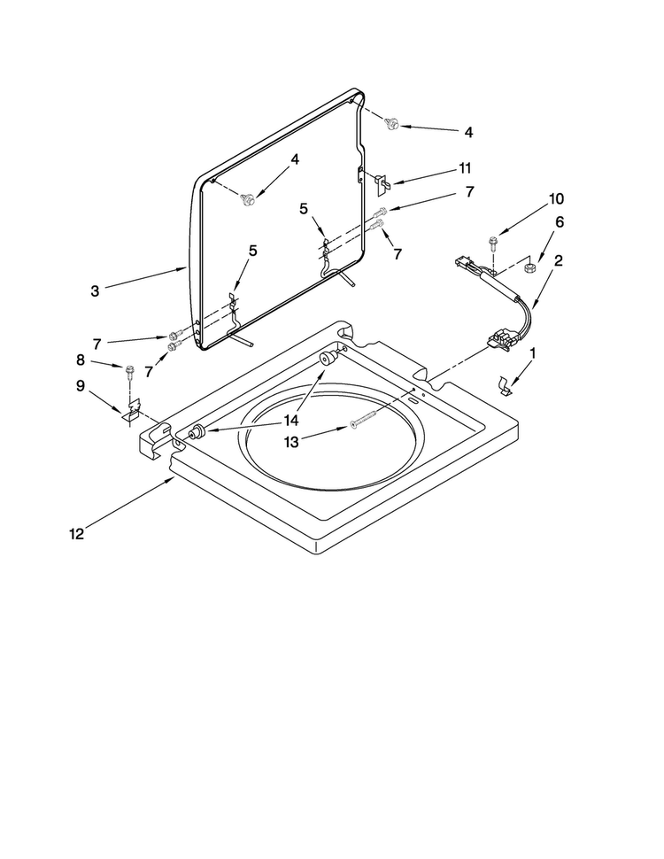 Washer Top And Lid Parts Diagram and Parts List for 11088752798  Kenmore Washer Dryer Combo