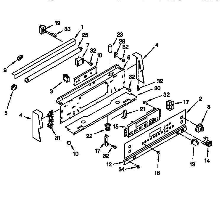 Control Panel Diagram and Parts List for GGP84800  Whirlpool Range
