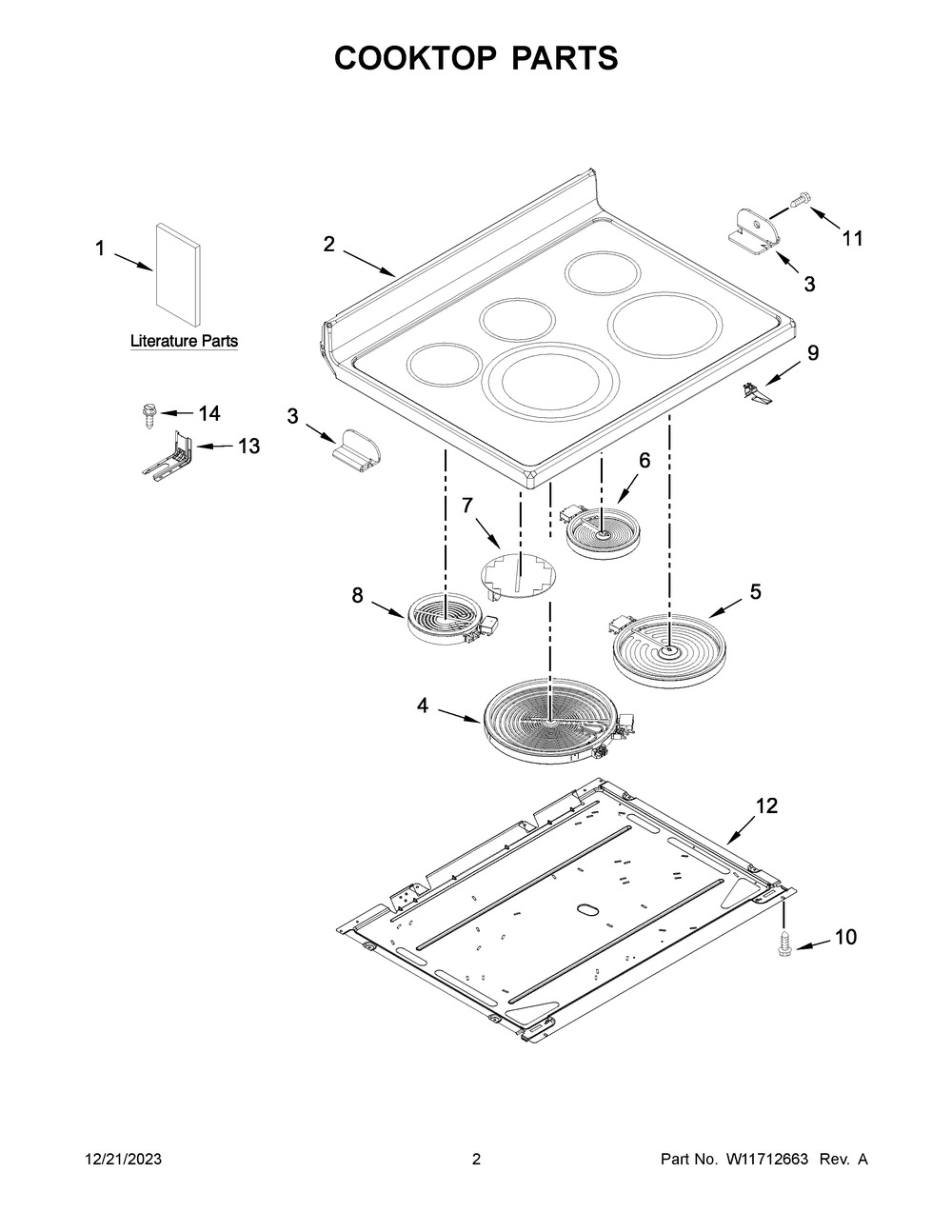 Cooktop Parts Diagram and Parts List for KFEG500EBS7  KitchenAid Range