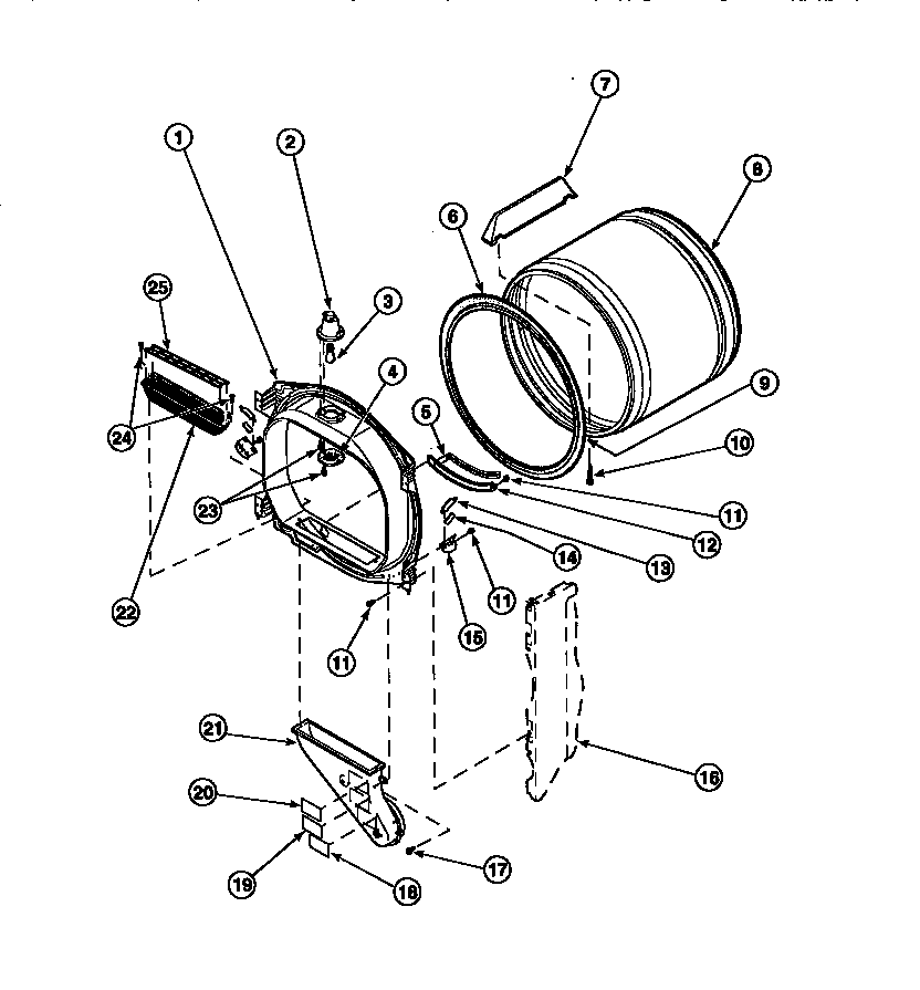 03 - Fr Blkhd, Air Duct, Felt Seal And Cylinder Diagram and Parts List for LG8109L2  Whirlpool Washer