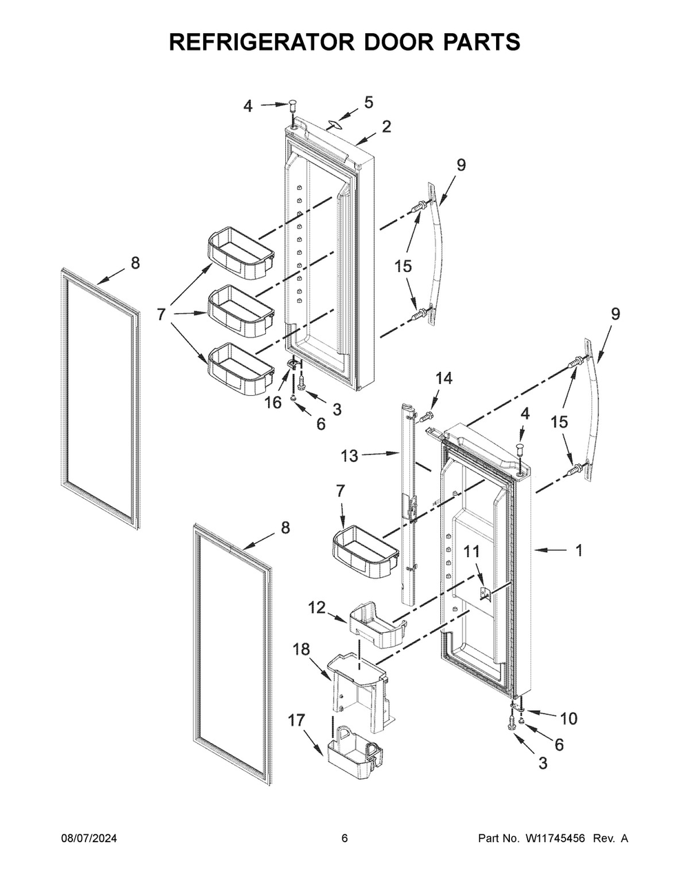 04 - Refrigerator Door Parts Diagram and Parts List for WRF560SMHV05  Whirlpool Refrigerator