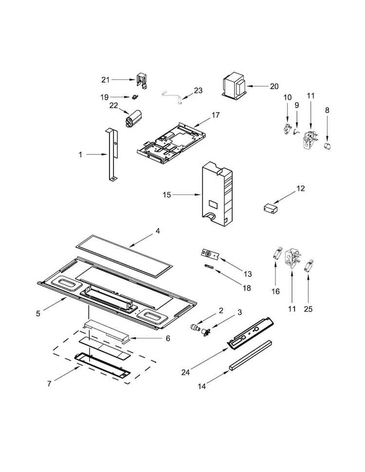 Interior And Ventilation Parts Diagram and Parts List for WMH31017FS0  Whirlpool Microwave