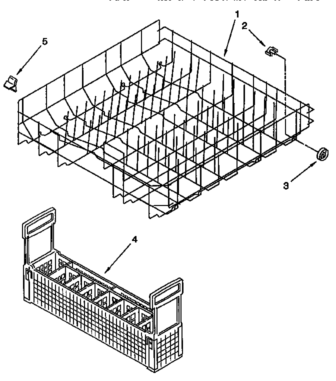 Lower Rack Diagram and Parts List for KUDH230YH0  KitchenAid Dishwasher