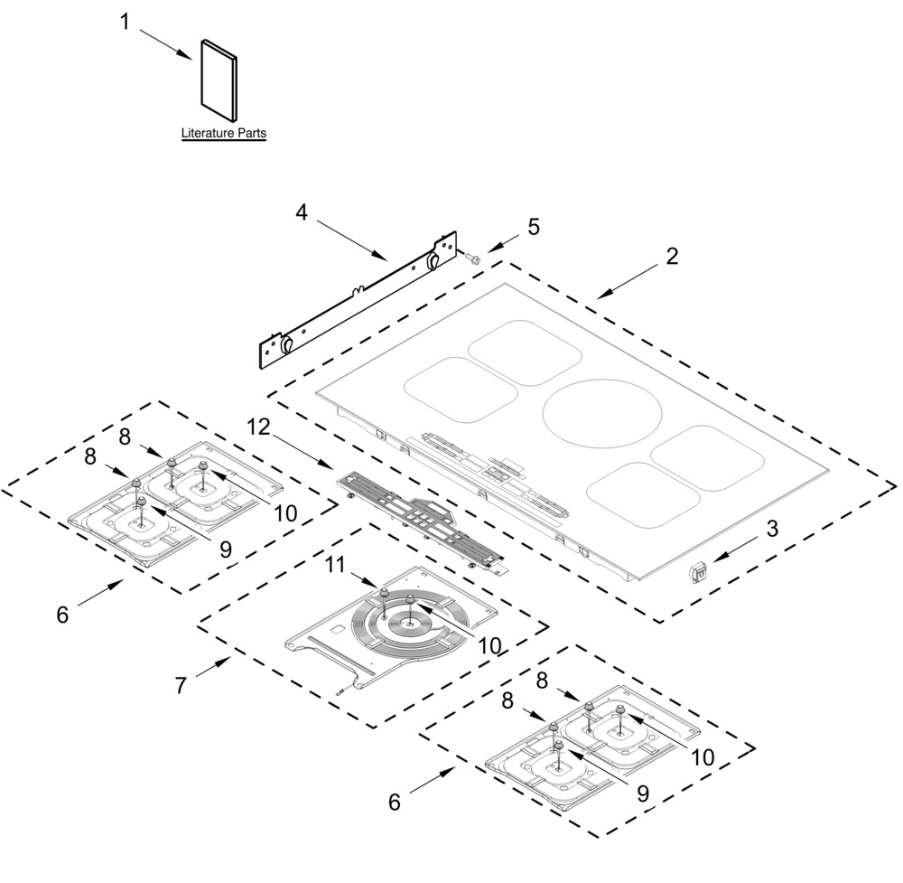 Cooktop Parts Diagram and Parts List for JICT736SB00  Whirlpool Cooktop