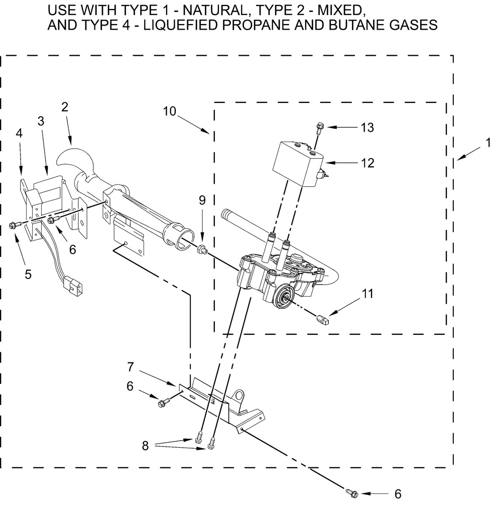 Burner Assembly Parts Diagram and Parts List for ZDGW7115RB0  Whirlpool Range