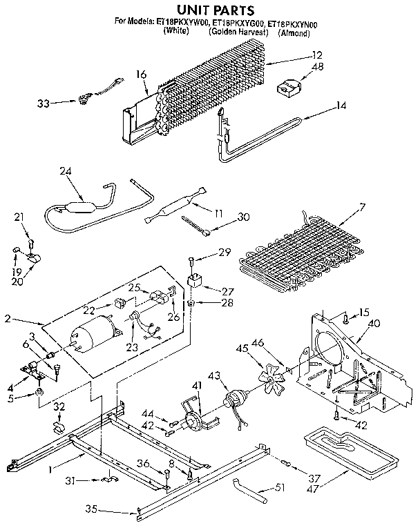 Unit Diagram and Parts List for E18PKXYN00  Whirlpool Refrigerator