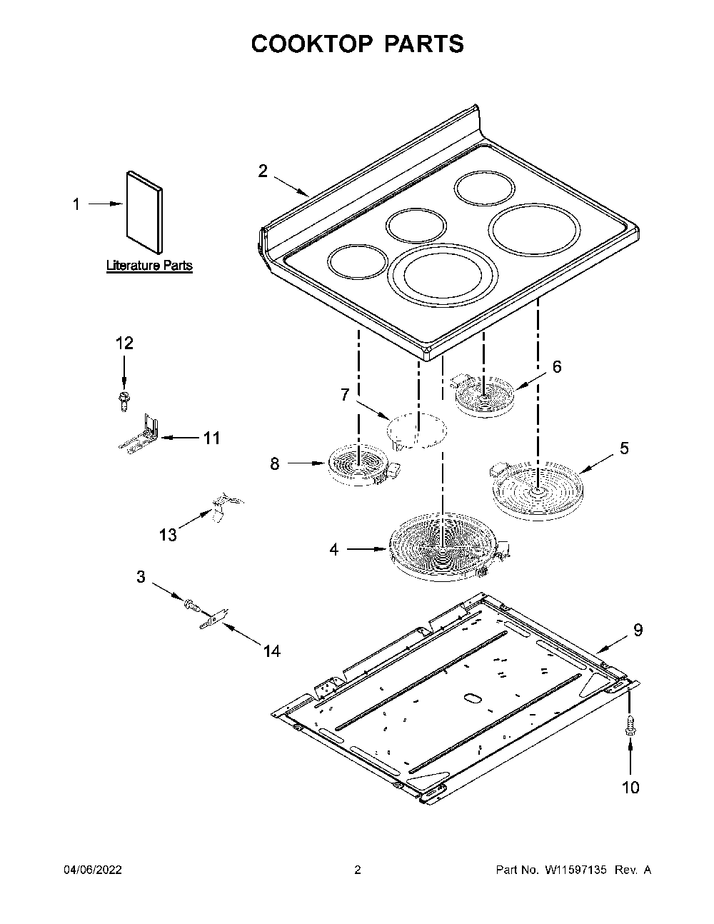 Cooktop Parts Diagram and Parts List for YKFEG500ESS7  KitchenAid Range