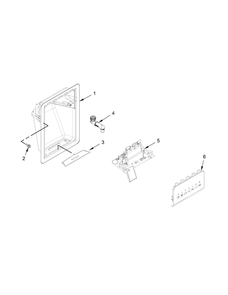 Dispenser Parts Diagram and Parts List for WRS322FDAM04  Whirlpool Refrigerator
