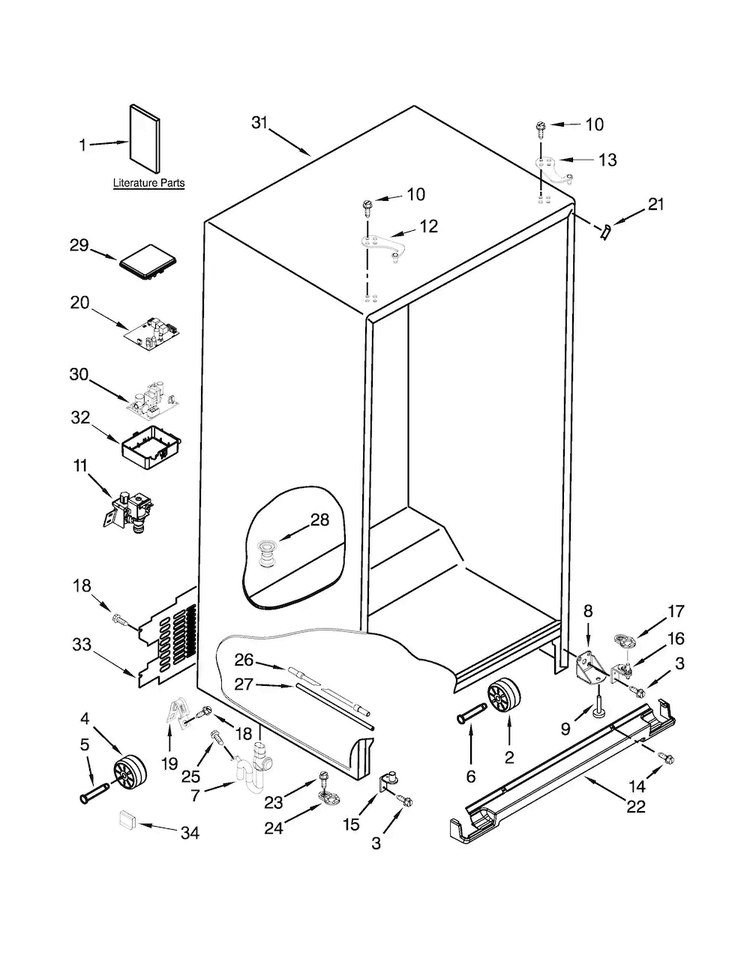Cabinet Parts Diagram and Parts List for KRSC500ESS00  KitchenAid Refrigerator