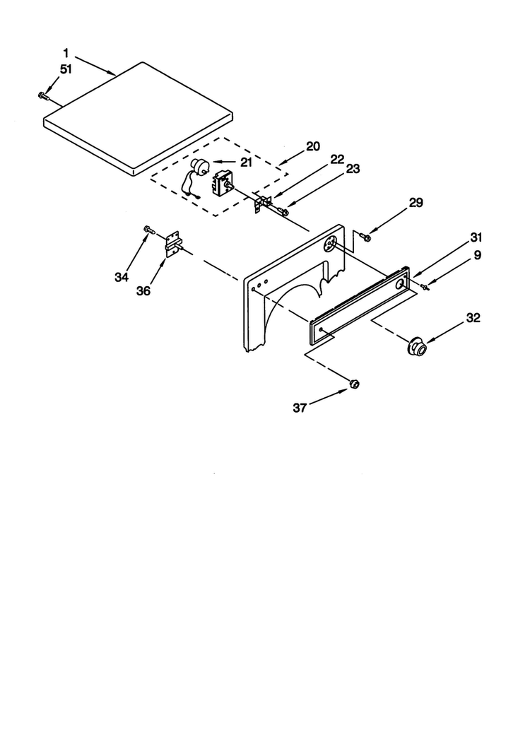 Top And Console Diagram and Parts List for LDR3822DQ3  Whirlpool Dryer