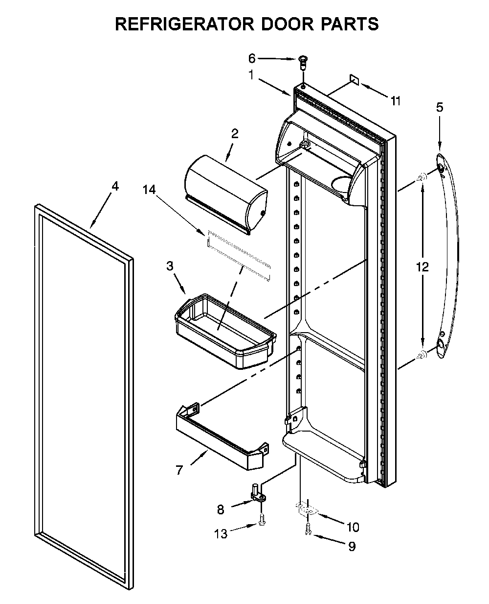 Refrigerator door parts Diagram and Parts List for 10651112711  Kenmore Refrigerator