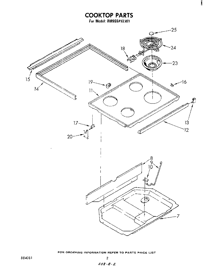 COOKTOP Diagram and Parts List for RM955PXLW1  Whirlpool Microwave Oven Combo