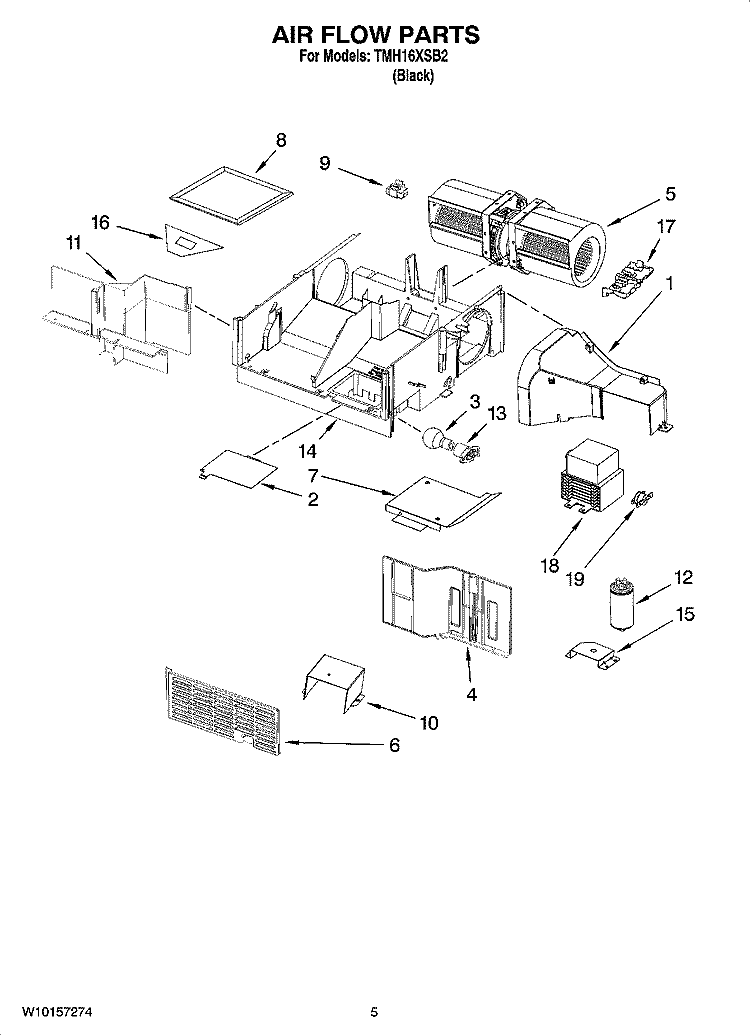 AIR FLOW PARTS Diagram and Parts List for TMH16XSB2  Estate Microwave