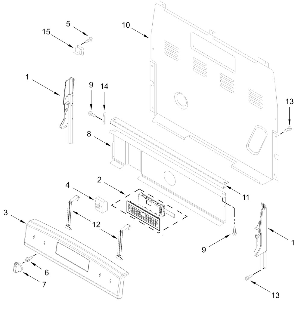 Control Panel Parts Diagram and Parts List for VREW3162RB0  Whirlpool Range