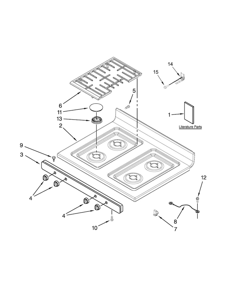 Cooktop Parts Diagram and Parts List for WFG320M0BB0  Whirlpool Range