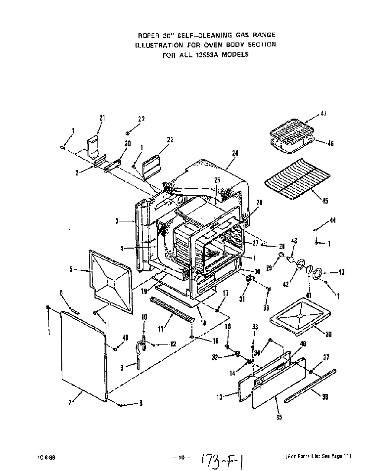 Oven Body Diagram and Parts List for 1355*3A  Roper Range