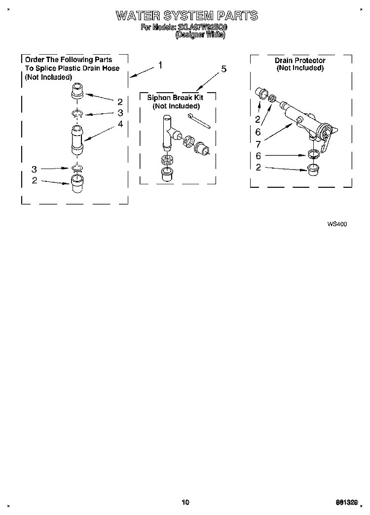 WATER SYSTEM Diagram and Parts List for 3XLA87W92BQ0  Whirlpool Washer