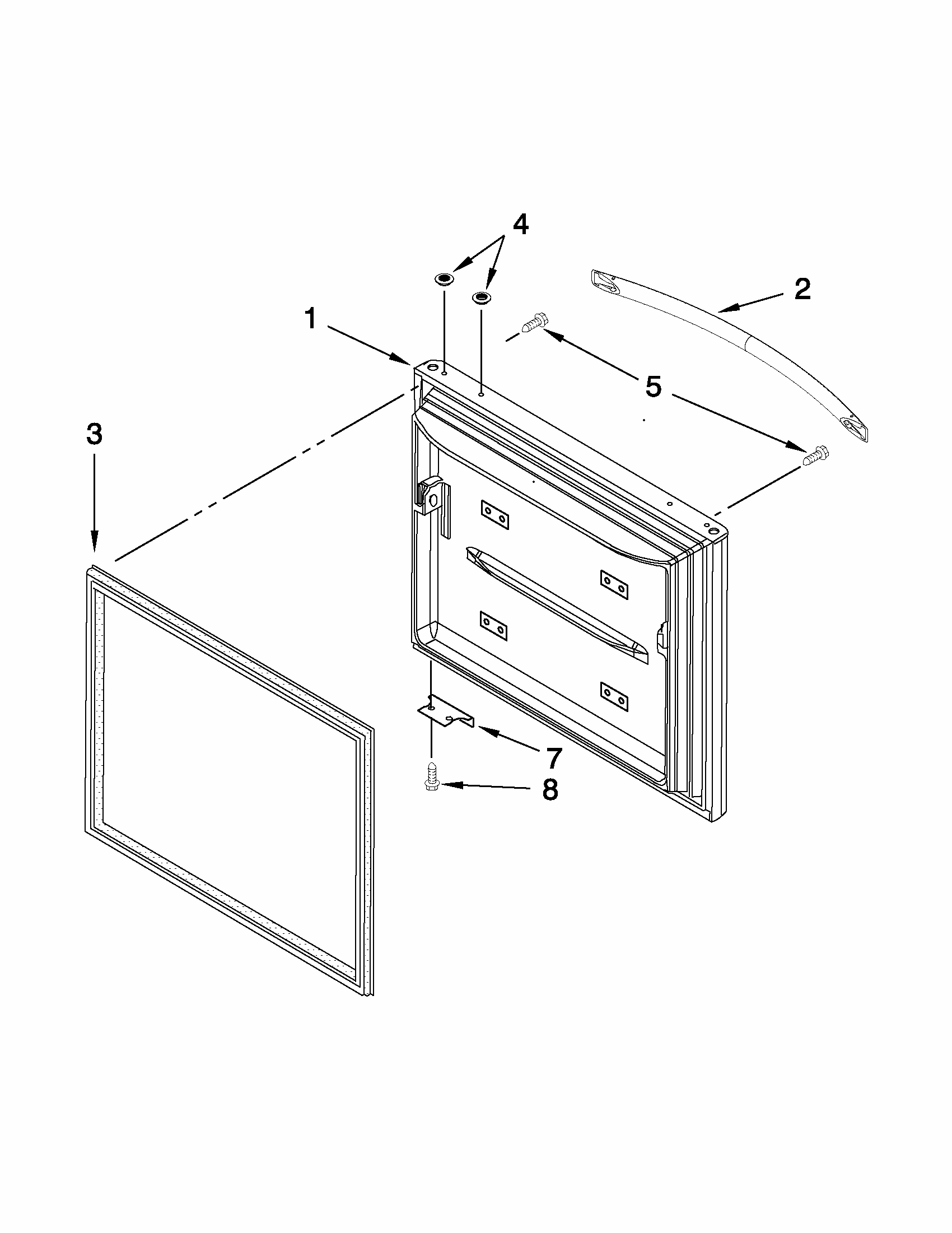 Freezer Door Diagram and Parts List for 59669983013  Kenmore Refrigerator