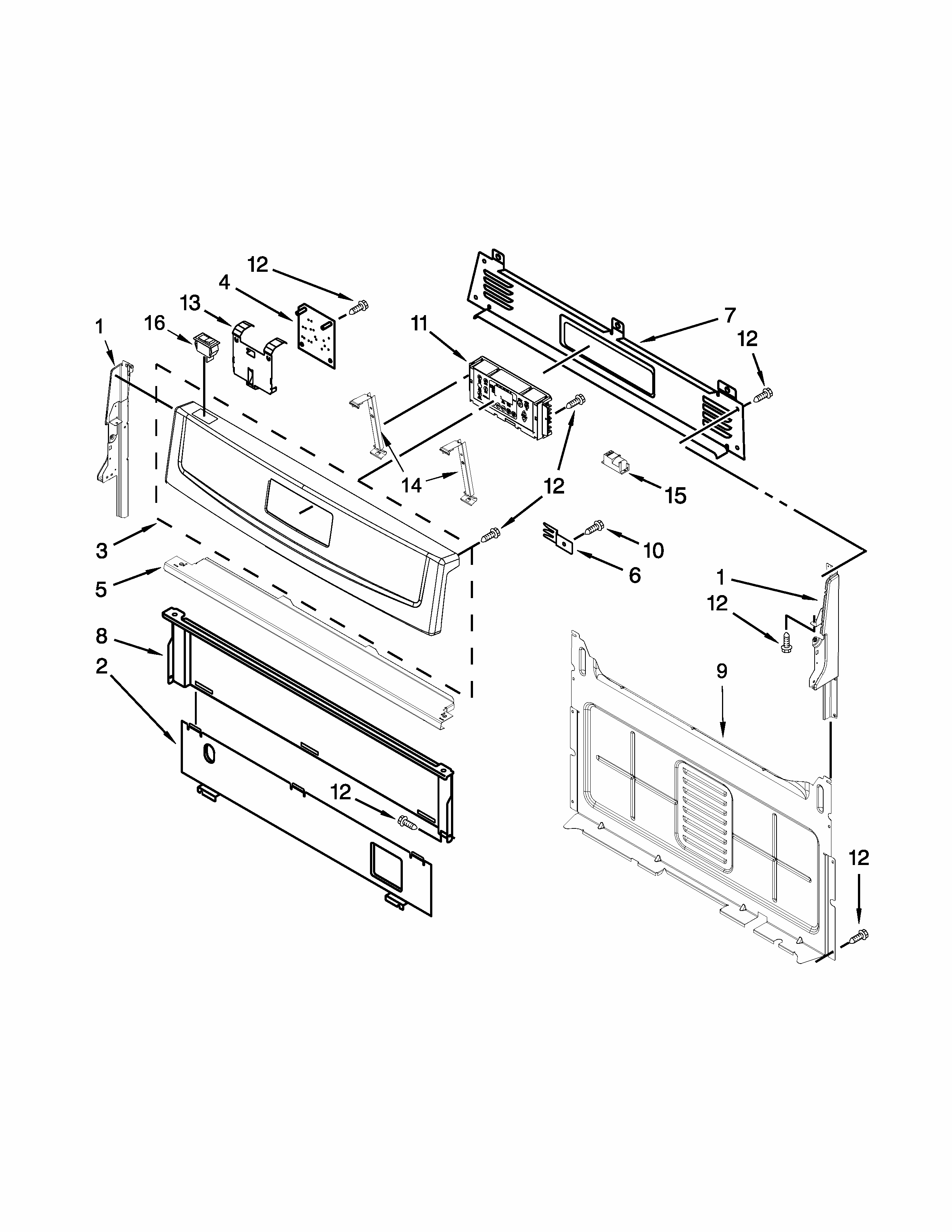 Control Panel Parts Diagram and Parts List for IGS505DS0  Whirlpool Range