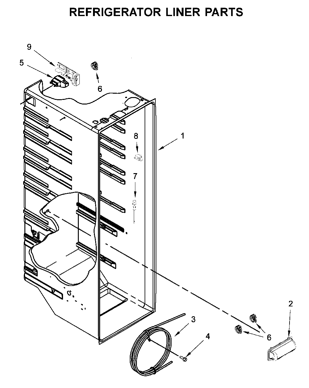 Refrigerator liner parts Diagram and Parts List for 10650045713  Kenmore Refrigerator