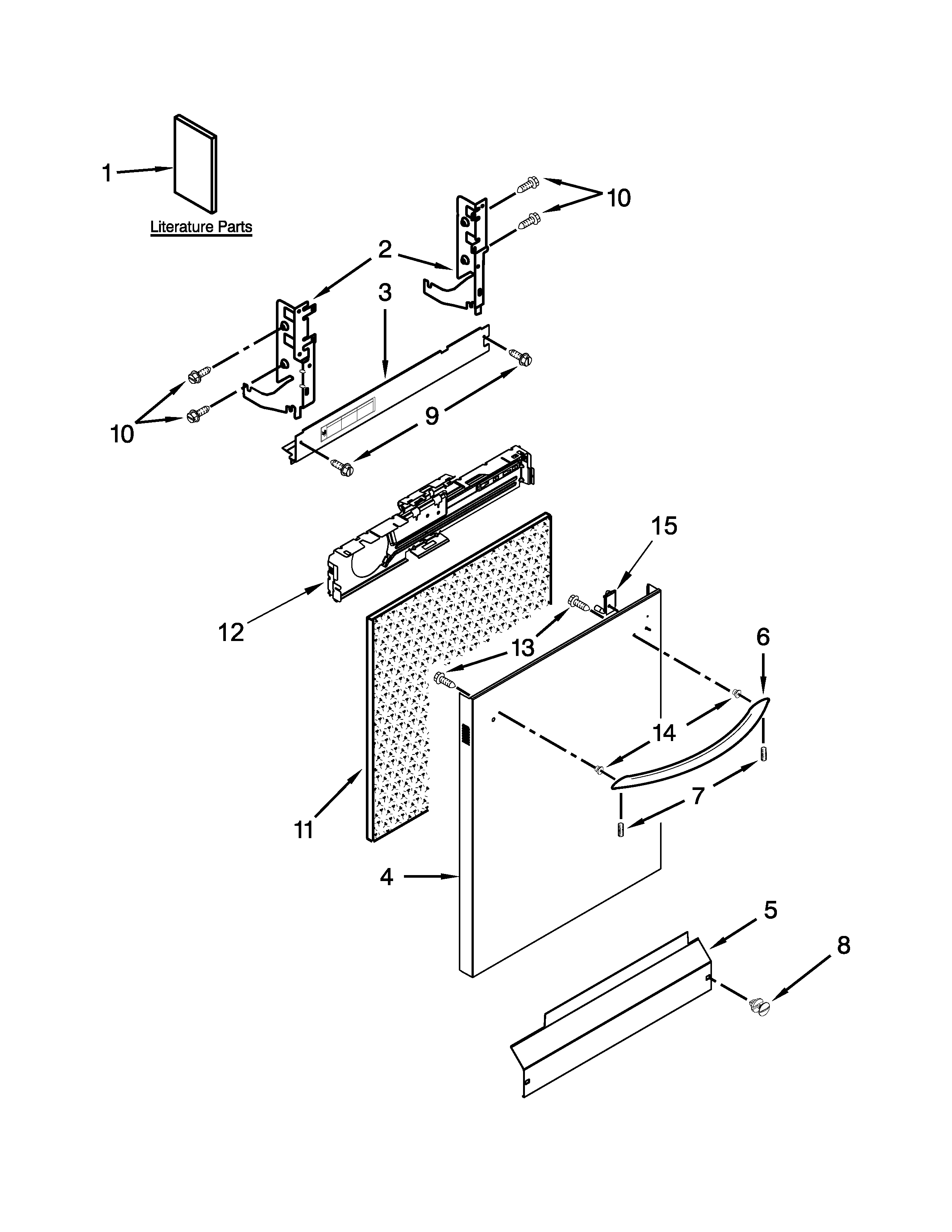 Door And Panel Parts Diagram and Parts List for 66513549N410  Kenmore Dishwasher