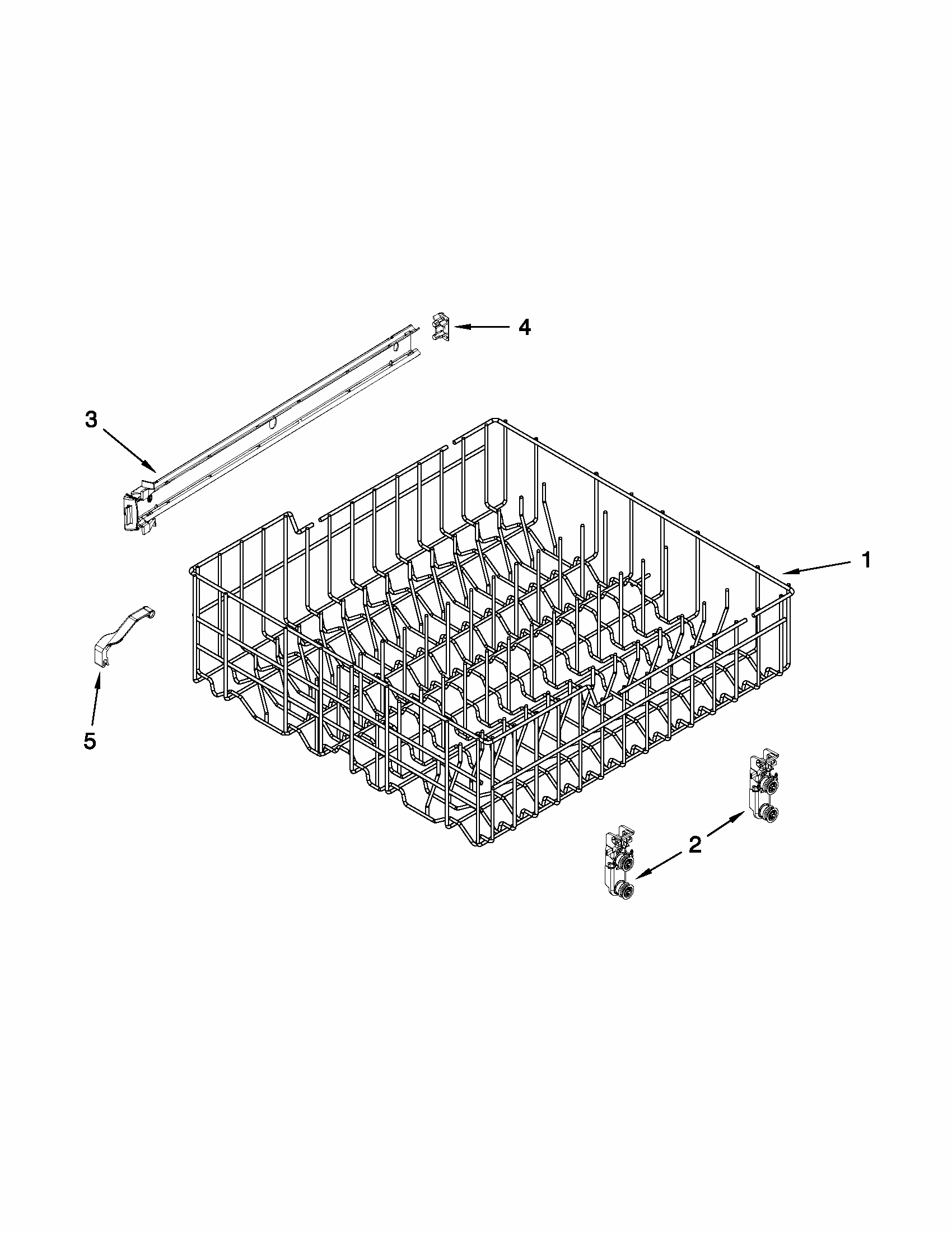 Upper Rack And Track Parts Diagram and Parts List for 66513259K114  Kenmore Dishwasher