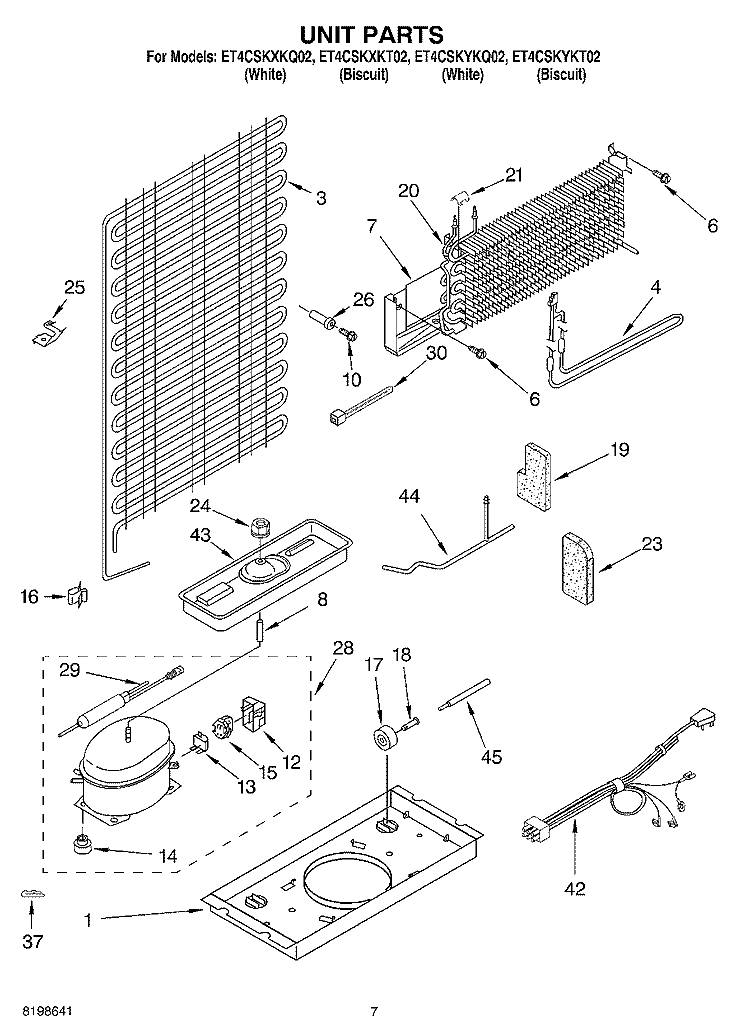 UNIT PARTS Diagram and Parts List for ET4CSKXKT02  Whirlpool Refrigerator