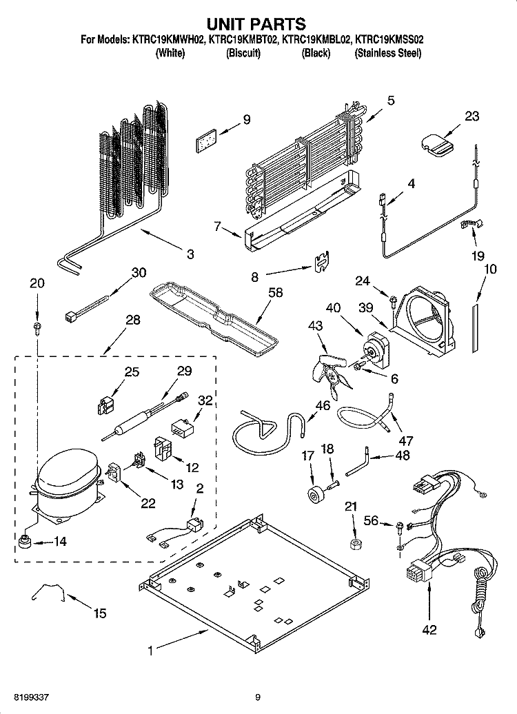 UNIT PARTS Diagram and Parts List for KTRC19KMBL02  KitchenAid Refrigerator