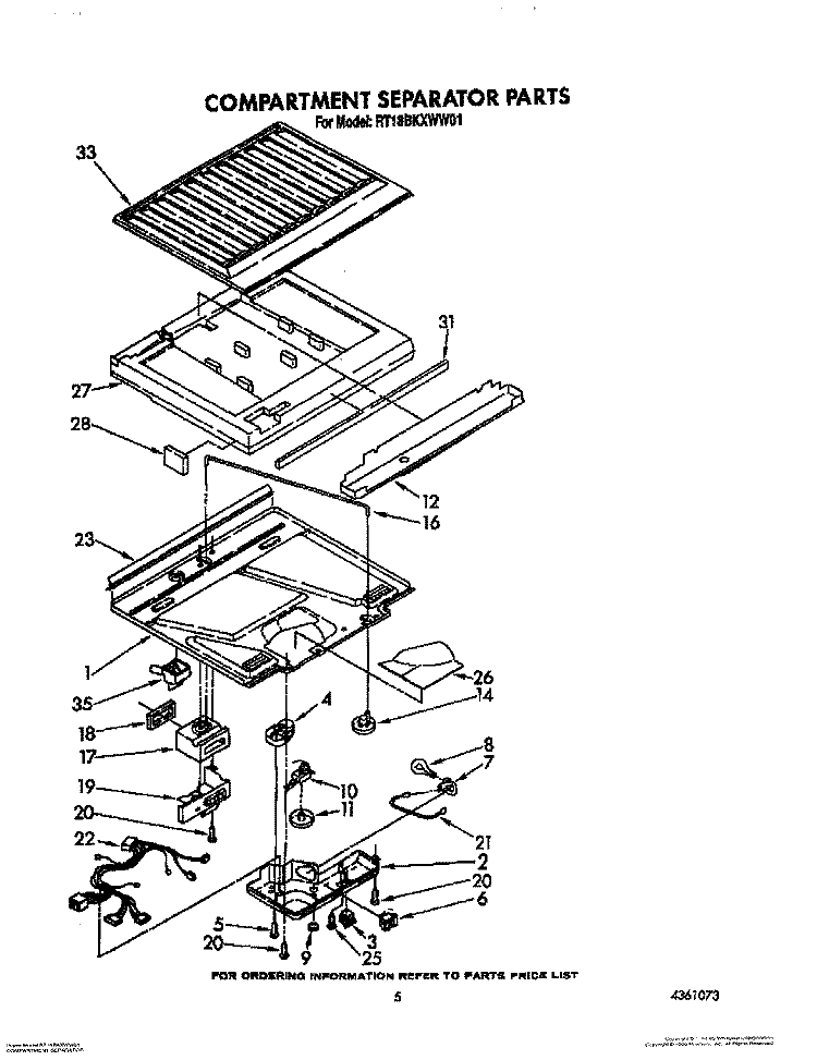 COMPARTMENT SEPARATOR Diagram and Parts List for RT18BKXWW01  Roper Refrigerator