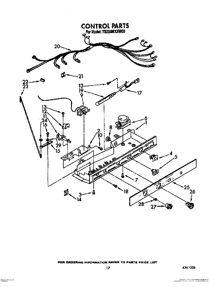 CONTROL Diagram and Parts List for TS22AWXXN00  Whirlpool Refrigerator