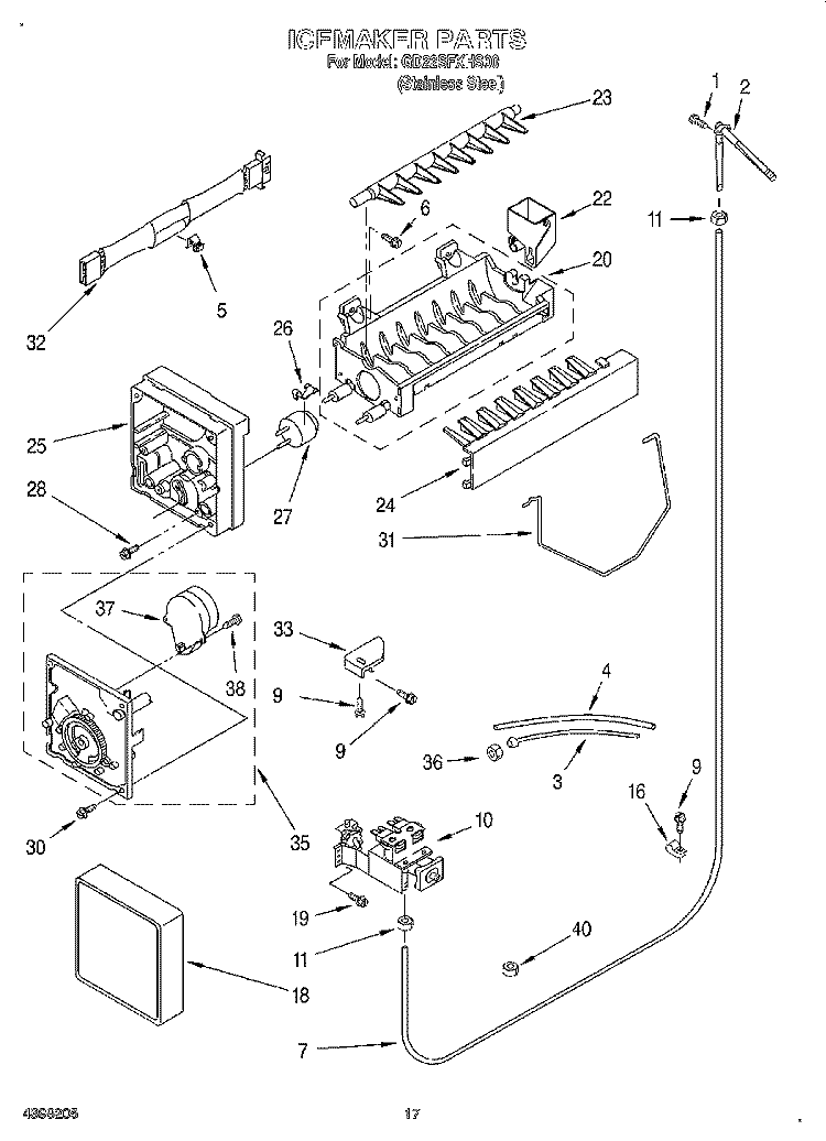 ICE MAKER Diagram and Parts List for GD22SFXHS00  Whirlpool Refrigerator