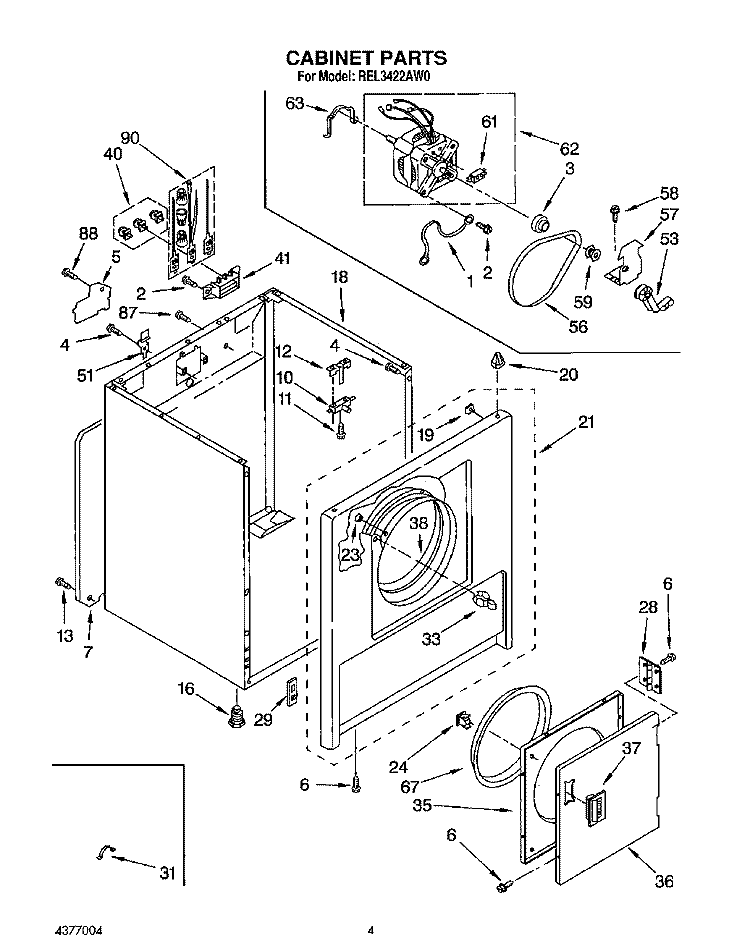 SECTION Diagram and Parts List for REL3422AL0  Roper Dryer