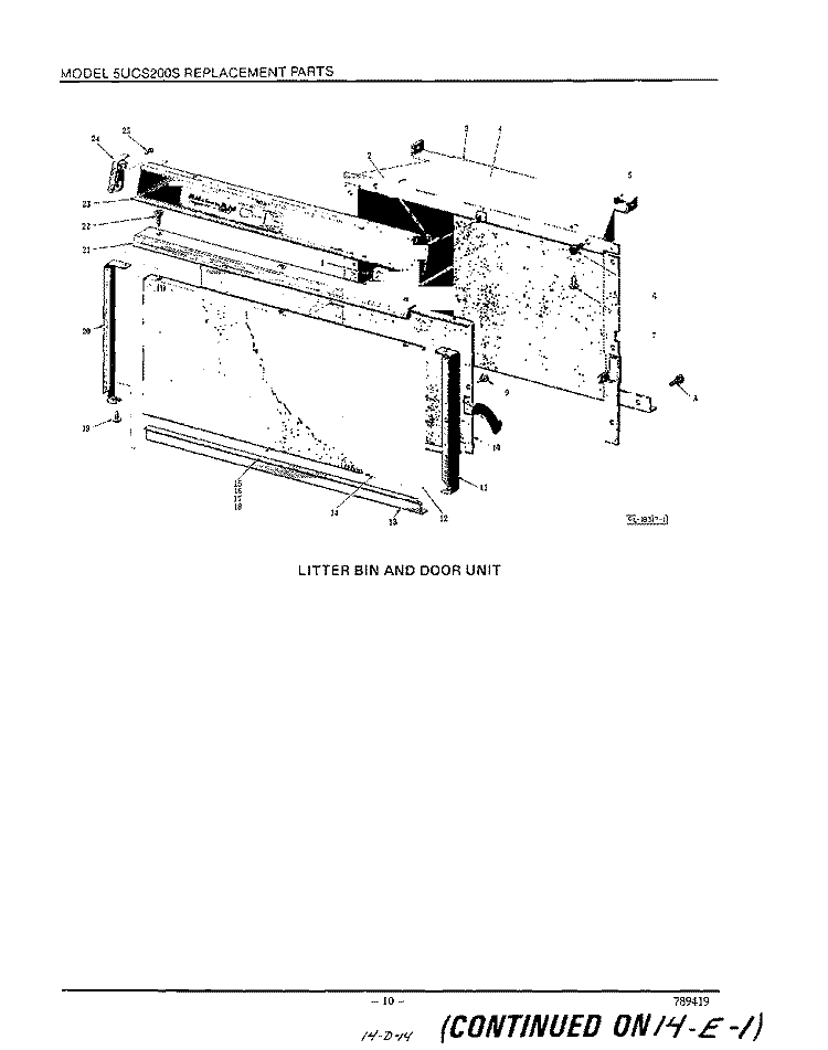 LITTER BIN AND DOOR Diagram and Parts List for KCS200E  KitchenAid Trash Compactor