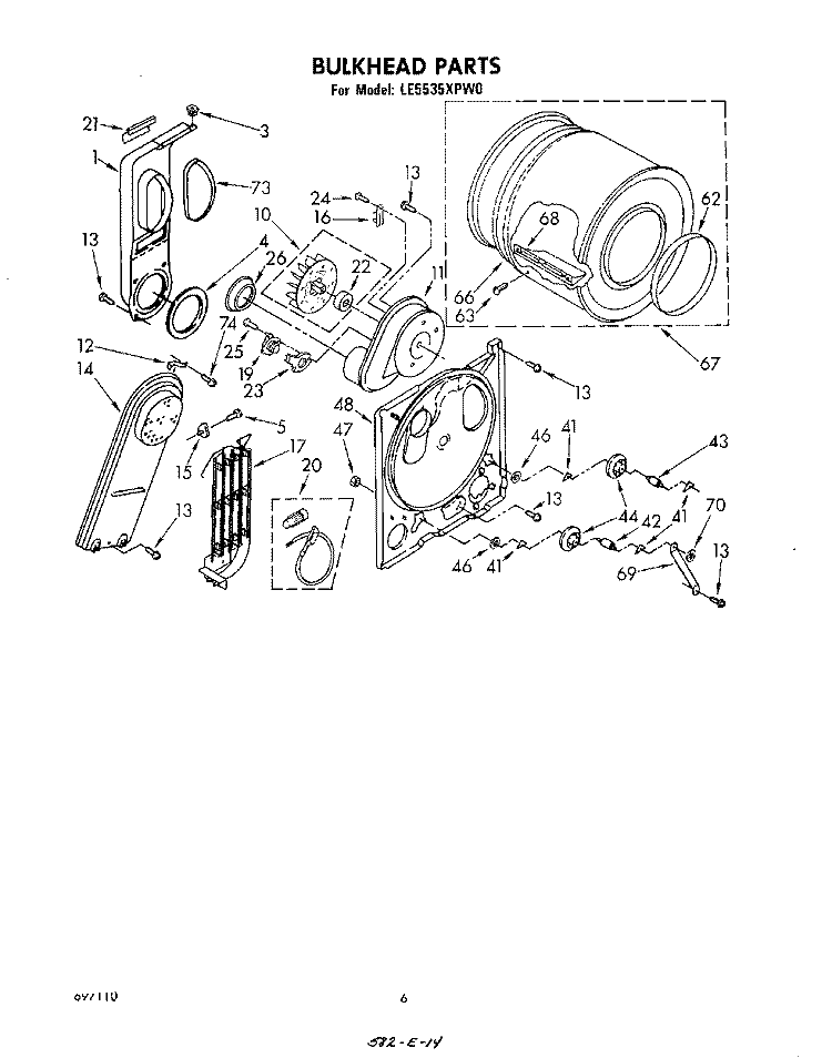 SECTION Diagram and Parts List for LE5535XPW0  Whirlpool Dryer