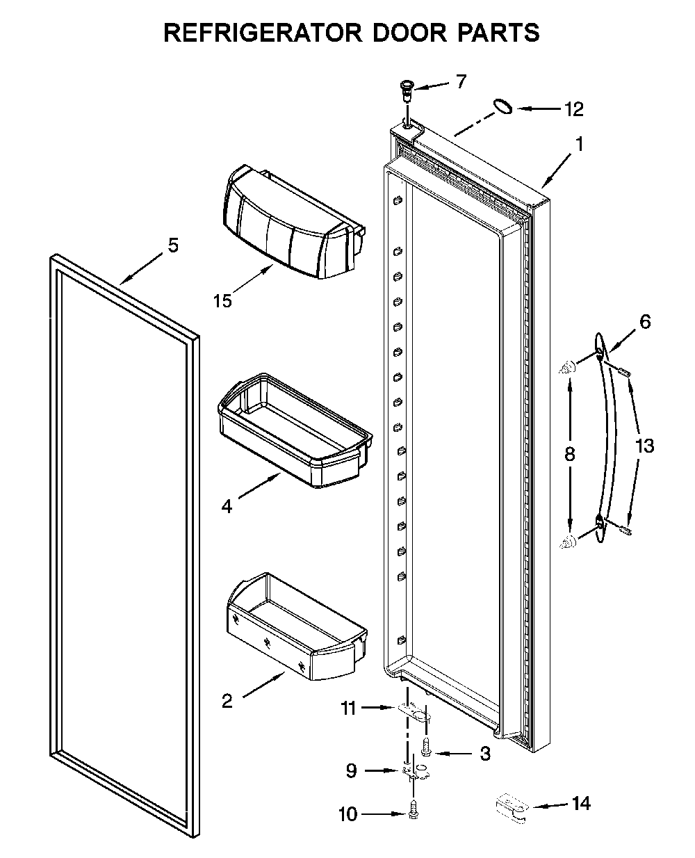 Refrigerator door parts Diagram and Parts List for 10651783413  Kenmore Refrigerator