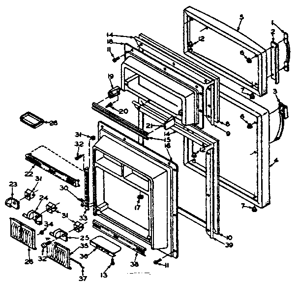 Door Parts Diagram and Parts List for 106W14EIM  Kenmore Refrigerator