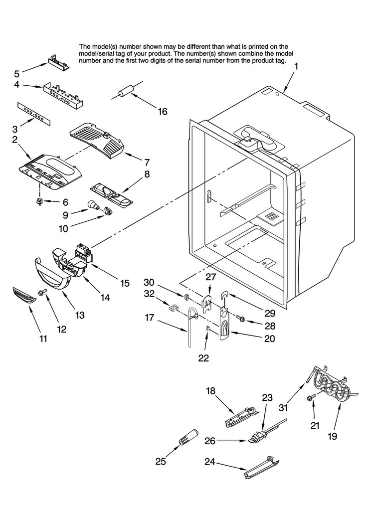 Refrigerator Liner Parts Diagram and Parts List for KBLS22ETSS11  KitchenAid Refrigerator