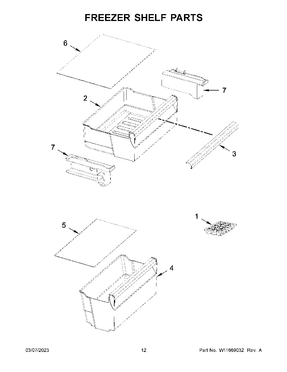 Freezer Shelf Parts Diagram and Parts List for KBBX104EPA04  KitchenAid Refrigerator