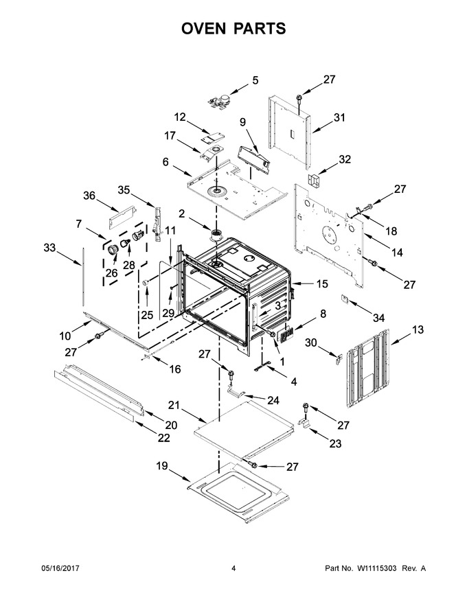 Oven Parts Diagram and Parts List for WOS72EC7HB00  Whirlpool Range
