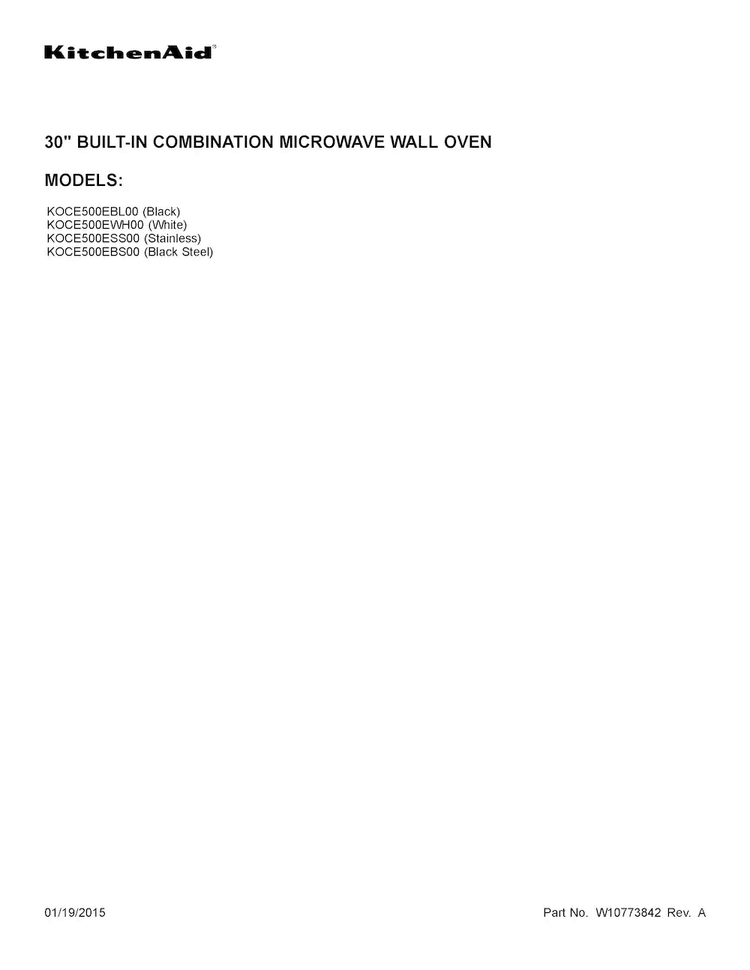 Cover Sheet Diagram and Parts List for KOCE500EBL00  KitchenAid Microwave